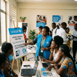 UNICEF staff member explains a funding call to participants at a workshop